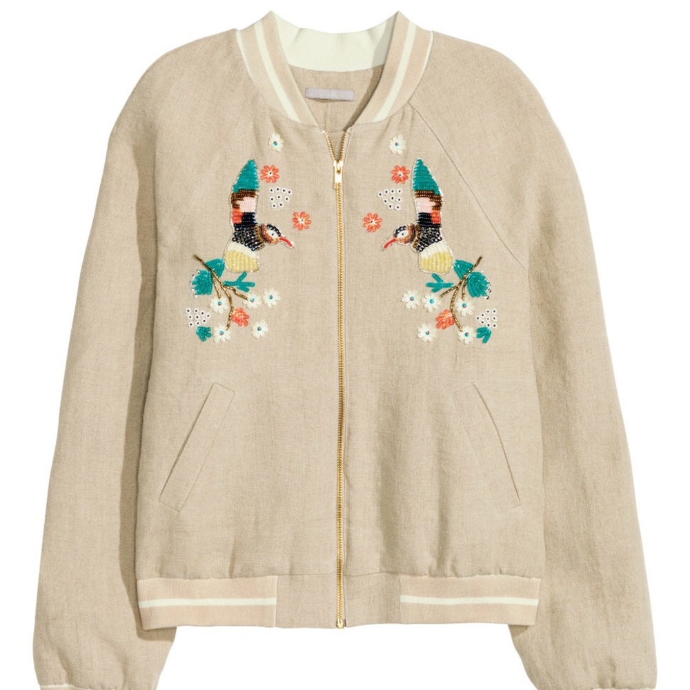 H&M Embroidered Alpaca Bomber